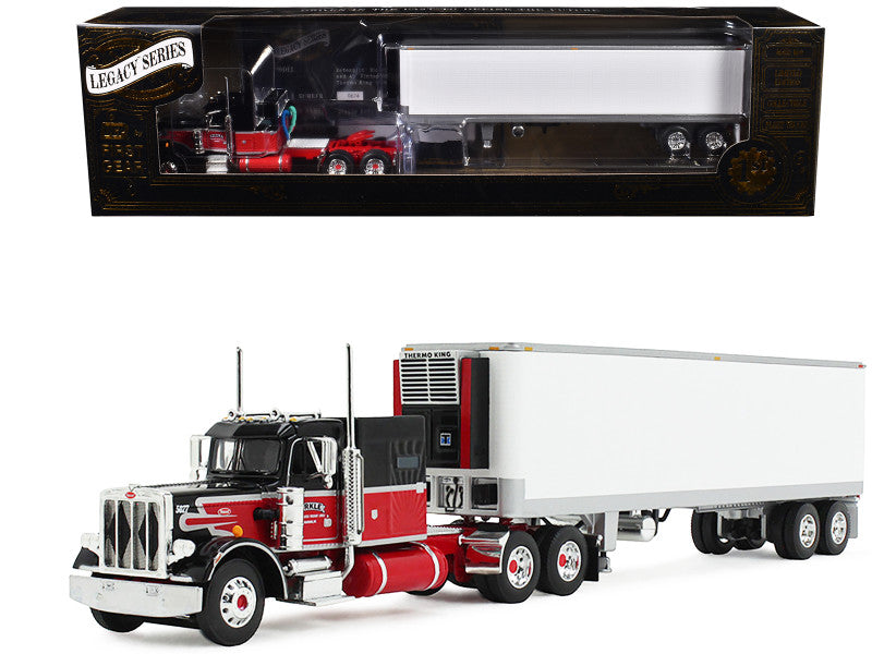 Peterbilt 359 with 60" Vintage Sleeper and 40' Vintage Refrigerated Trailer "Pirkle Refrigerated Freight Lines" Red and Black "Legacy Series" #1 1/64 Diecast Model by DCP/First Gear