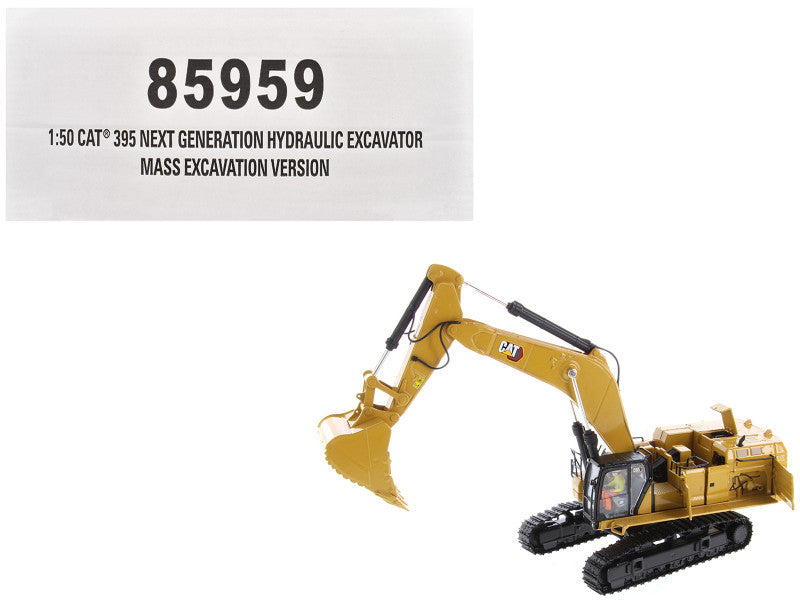 CAT Caterpillar 395 Next Generation Hydraulic Excavator "Mass Excavation Version" Yellow "High Line Series" 1/50 Diecast Model by Diecast Master