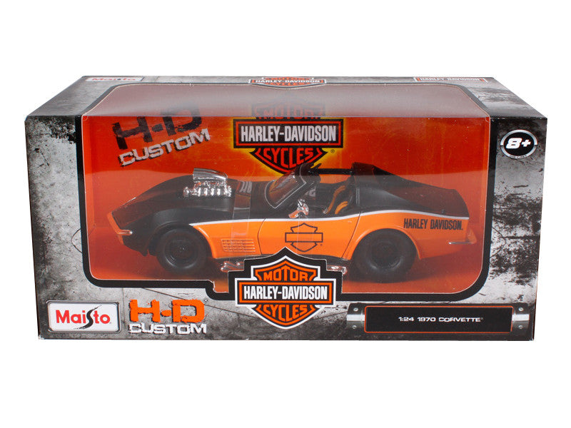 1970 Chevrolet Corvette Harley Davidson Black/Orange 1/24 Diecast Model Car by Maisto