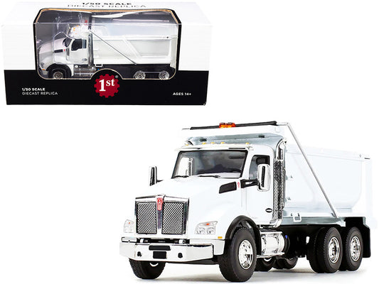 Kenworth T880 Dump Truck White with White Body 1/50 Diecast Model by First Gear