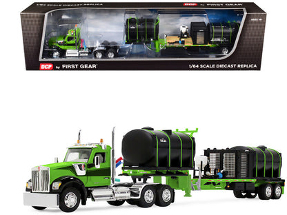 Kenworth W900 Day Cab with Demco 42' Liquid Fertilizer Tender Trailer Green and Black 1/64 Diecast Model by DCP/First Gear