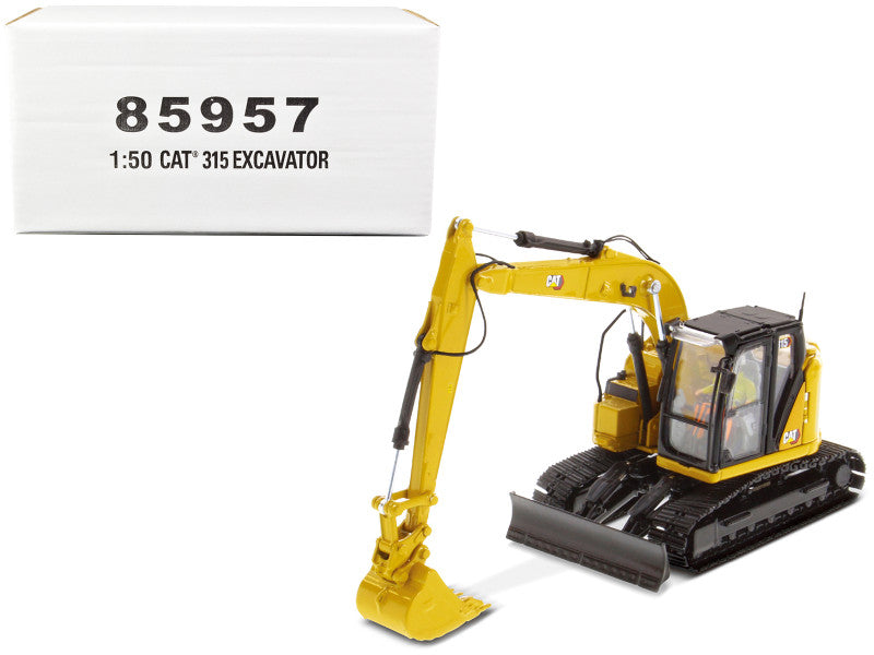 MastersCAT Caterpillar 315 Track Type Hydraulic Excavator Yellow with Operator "High Line" Series 1/50 Diecast Model by Diecast Masters