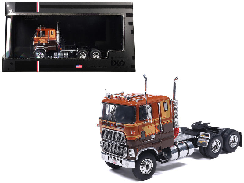 1976 Ford CL 9000 Truck Tractor Brown Two-Tone with Graphics 1/64 Diecast Model by IXO Models