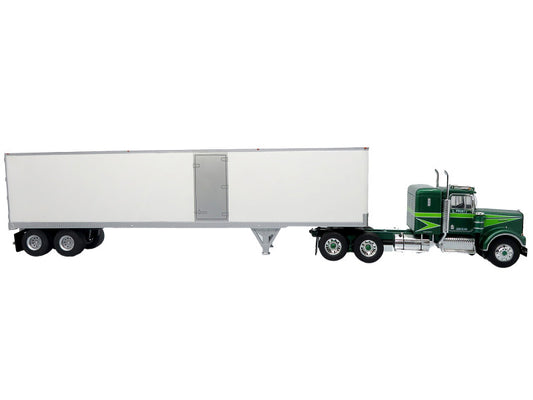 1976 Kenworth W900A Tractor with Dry Goods Trailer Green Metallic with Light Green Graphics "Vintage Heavy Haul Truck Collection" 1/43 Diecast Model by Iconic Replicas